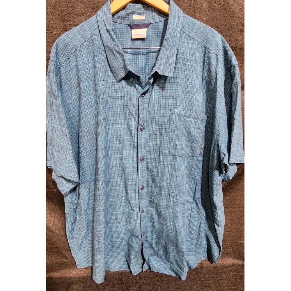 Columbia Shirt Men's 4X Blue Soft Short Sleeve Button Down Lightweight Casual